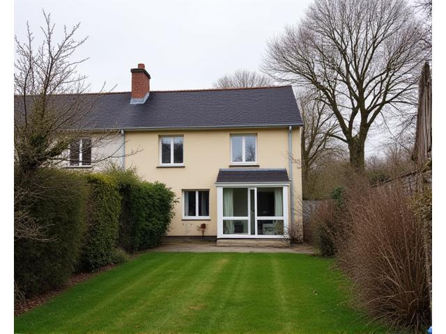 Maison avec petit jardin avant extension, espace sous-utilisé