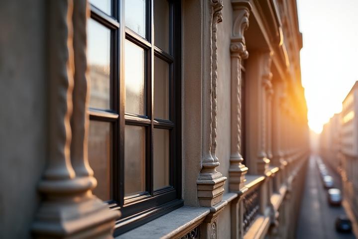 Détail d'une fenêtre haussmannienne restaurée avec double vitrage, respectant le style d'époque à Paris